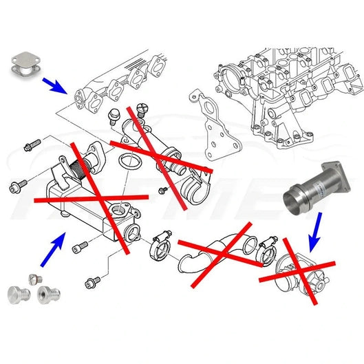  Kit suppression vanne EGR mécanique et refroidisseur BMW M47/M57 2.0, 2.5, 3.0 D